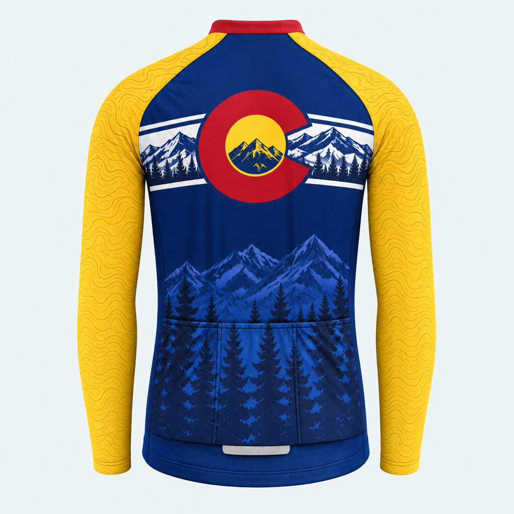 Men's Personalized Long Sleeve Cycling Jersey – Colorado Summit Circle - Back