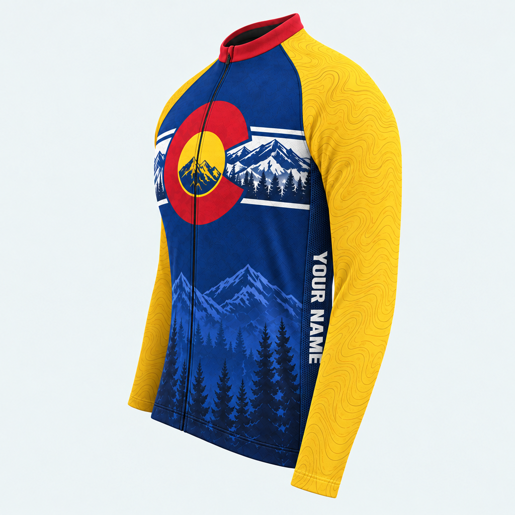 Men's Personalized Long Sleeve Cycling Jersey – Colorado Summit Circle - Side