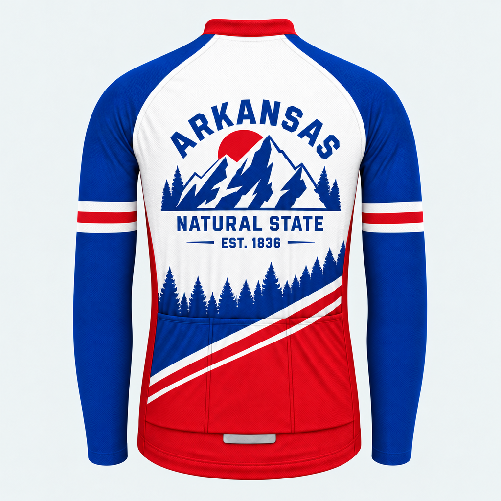 Men's Personalized Long Sleeve Cycling Jersey – Arkansas Natural State - Back