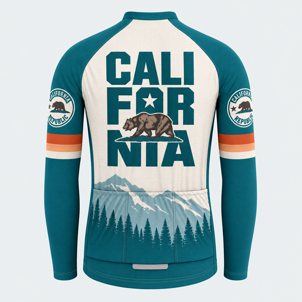 Men's Personalized Long Sleeve Cycling Jersey – California Republic Mountain - Back