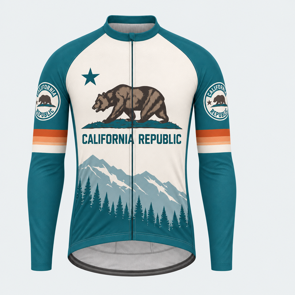 Men's Personalized Long Sleeve Cycling Jersey – California Republic Mountain - Front