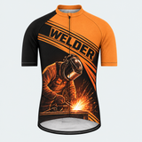 Men's Personalized Short Sleeve Cycling Jersey – Welder at Work - Front