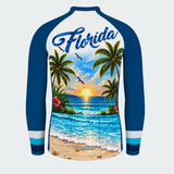 Men's Personalized Long Sleeve Cycling Jersey – Florida Beachfront Flamingos - Back
