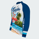 Men's Personalized Long Sleeve Cycling Jersey – Florida Beachfront Flamingos - Side