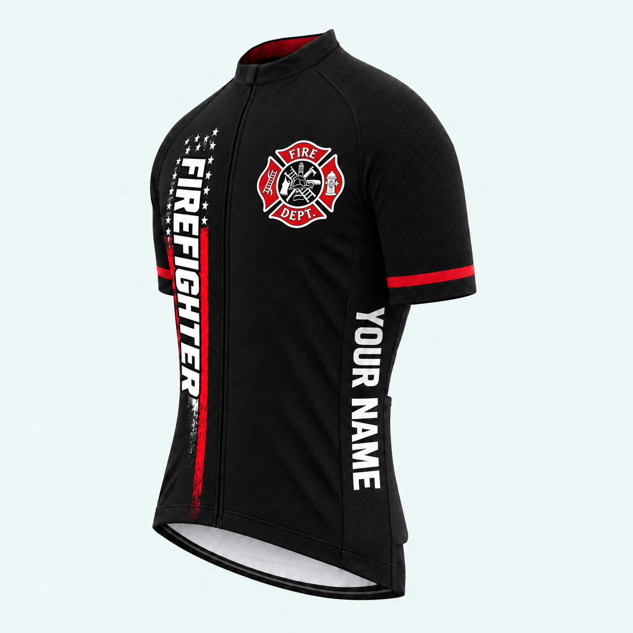 Men's Personalized Short Sleeve Cycling Jersey – US Firefighter My Time In Bunker Gear Is Over - Front 45°