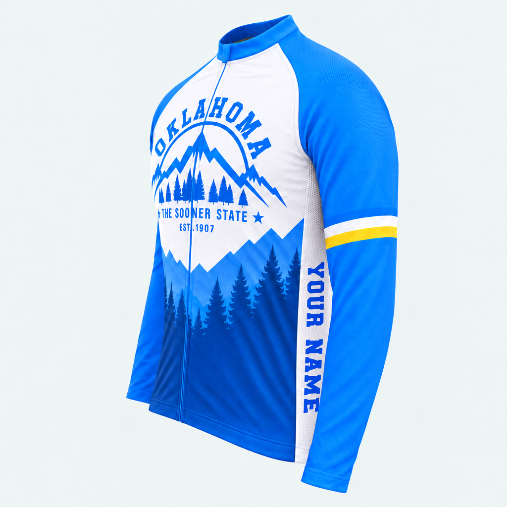 Men's Personalized Long Sleeve Cycling Jersey – Oklahoma Sooner Spirit - Side