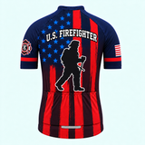 Men's Personalized Short Sleeve Cycling Jersey – US Firefighter Silhouette - Back