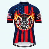 Men's Personalized Short Sleeve Cycling Jersey – US Firefighter Silhouette - Front