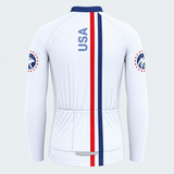 Men's Personalized Long Sleeve Cycling Jersey – US Patriotic USA Eagle Stripes - Back