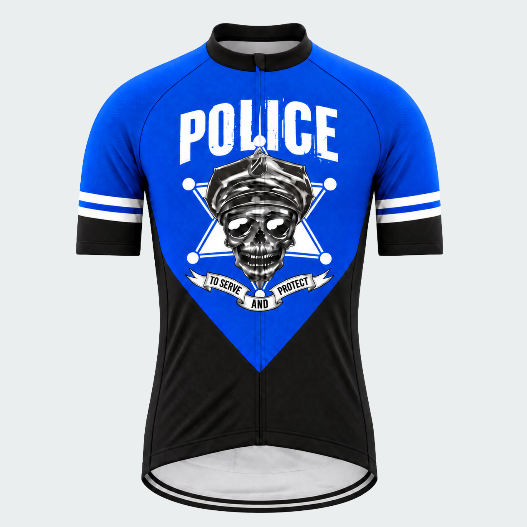 Men's Personalized Short Sleeve Cycling Jersey – Police Skull - Front