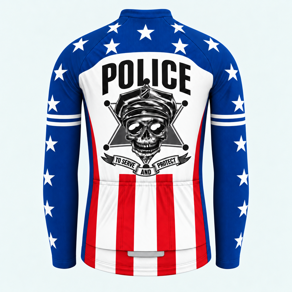Men's Personalized Long Sleeve Cycling Jersey – Police And Stars - Back