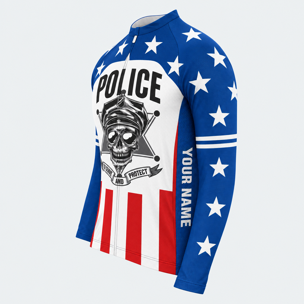 Men's Personalized Long Sleeve Cycling Jersey – Police And Stars - Side