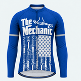 Men's Personalized Long Sleeve Cycling Jersey – The Mechanic Flag - Front