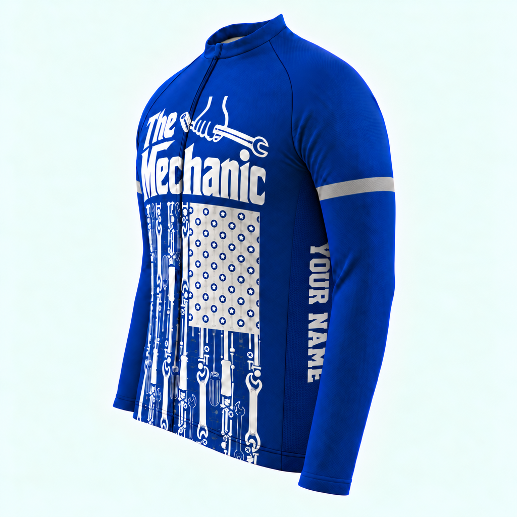 Men's Personalized Long Sleeve Cycling Jersey – The Mechanic Flag - Side
