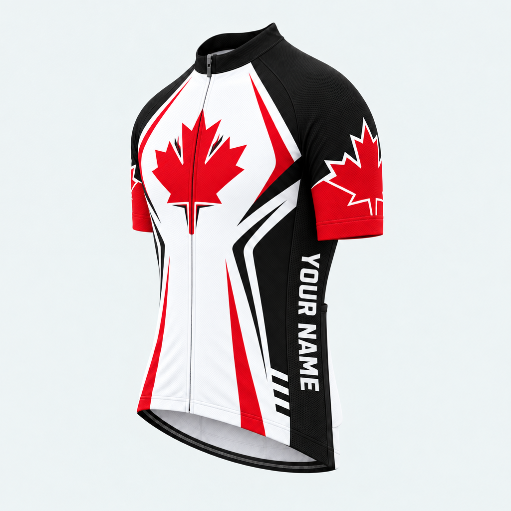 Men's Personalized Short Sleeve Cycling Jersey – Northern Maple Leaf - Front 45°