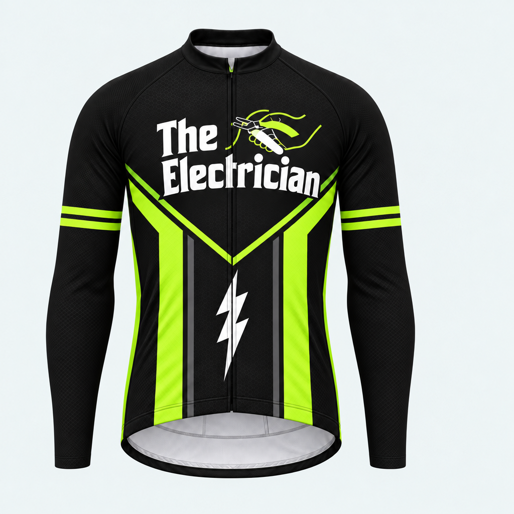 Men's Personalized Long Sleeve Cycling Jersey – The Electrician - Front