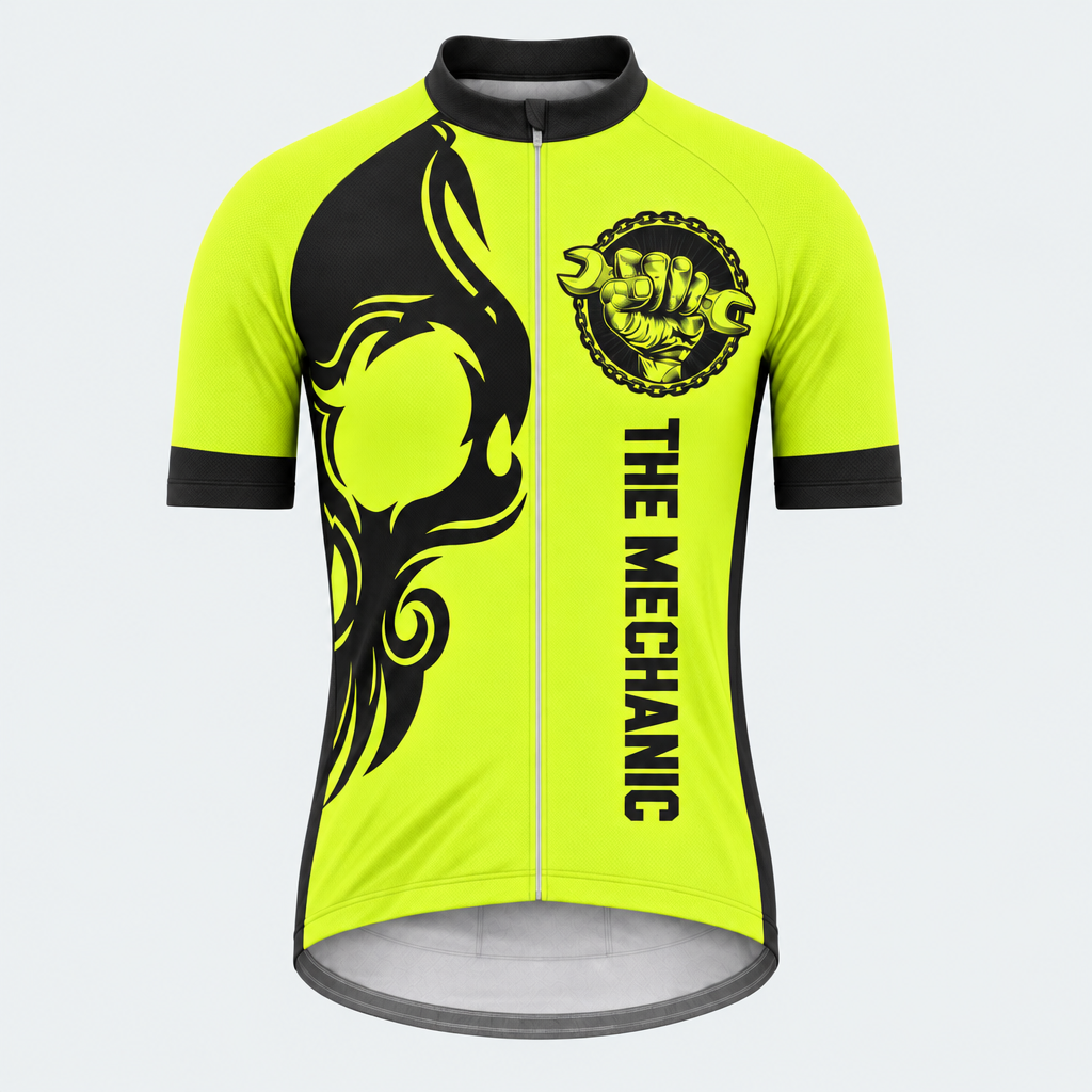 Men's Personalized Short Sleeve Cycling Jersey – Mechanic Skull - Front