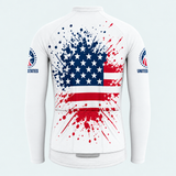 Men's Personalized Long Sleeve Cycling Jersey – US Patriotic Flag Splash - Back