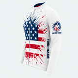Men's Personalized Long Sleeve Cycling Jersey – US Patriotic Flag Splash - Side