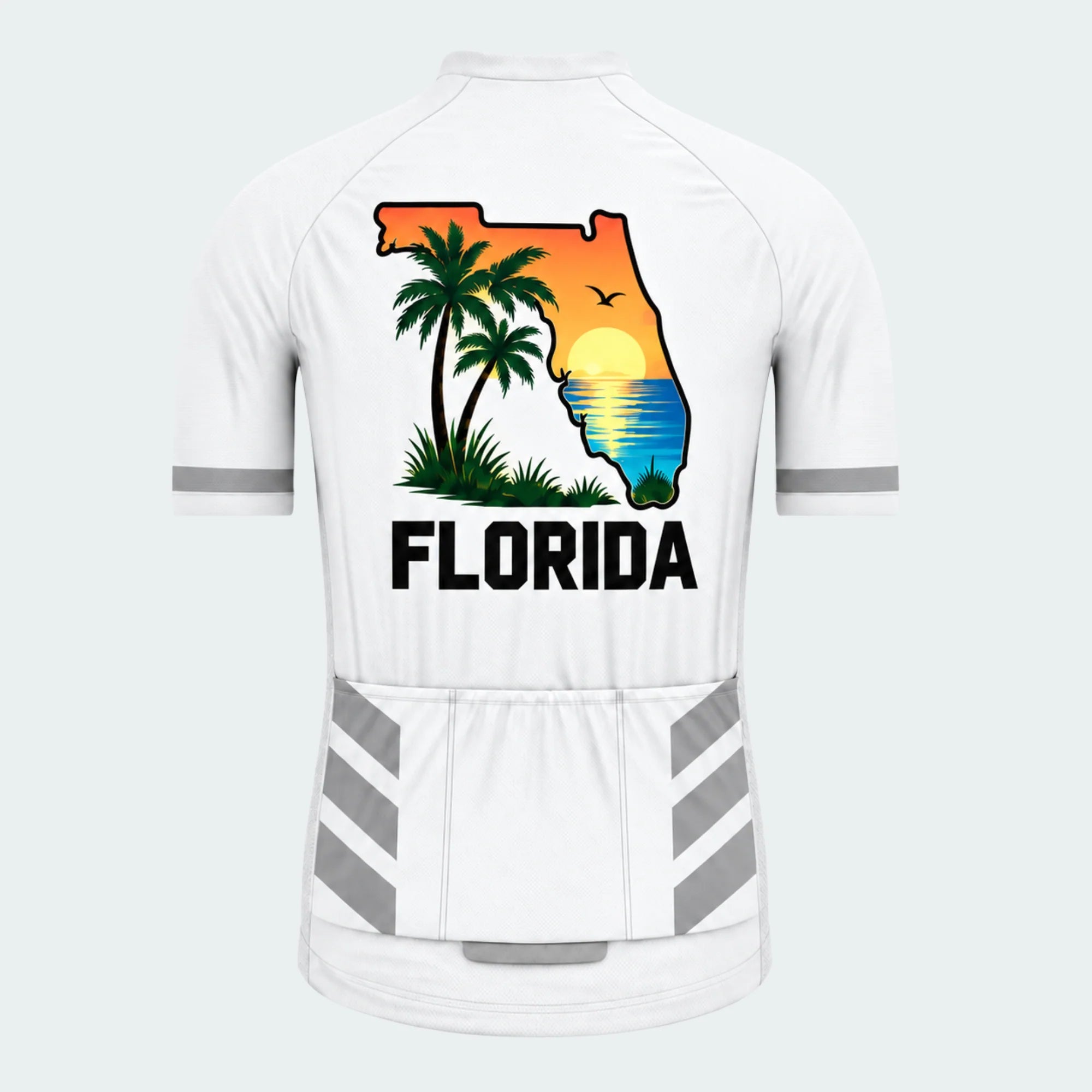 Men's Personalized Short Sleeve Cycling Jersey – Florida Sunset Coast - Back