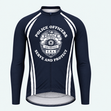 Men's Personalized Long Sleeve Cycling Jersey – Police Serve and Protect Shield - Front