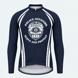 Men's Personalized Long Sleeve Cycling Jersey – Police Serve and Protect Shield - Front
