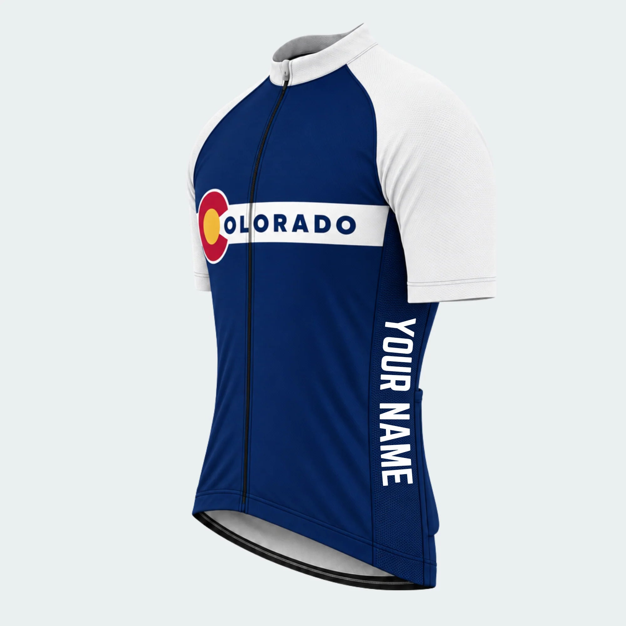 Men's Personalized Short Sleeve Cycling Jersey – Colorado Roundel Banner - Front 45°