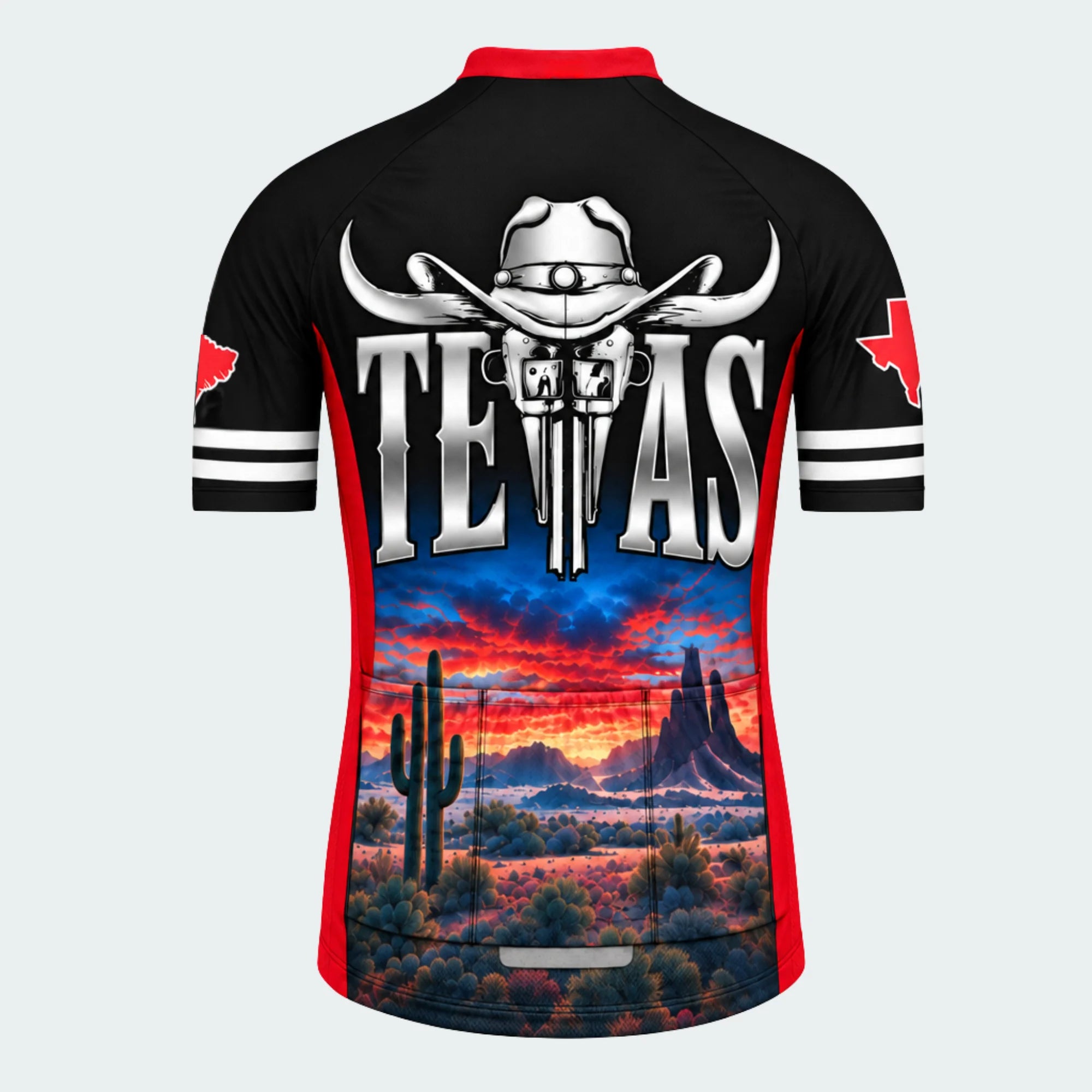 Men's Personalized Short Sleeve Cycling Jersey – Texas Longhorn Sunset - Back
