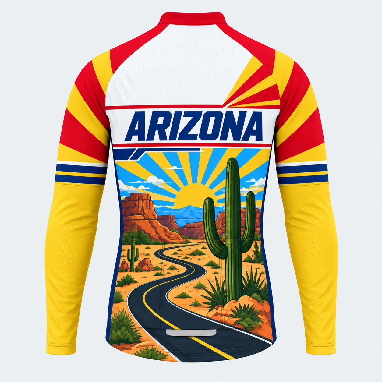 Men's Personalized Long Sleeve Cycling Jersey – Arizona Desert Road - Back
