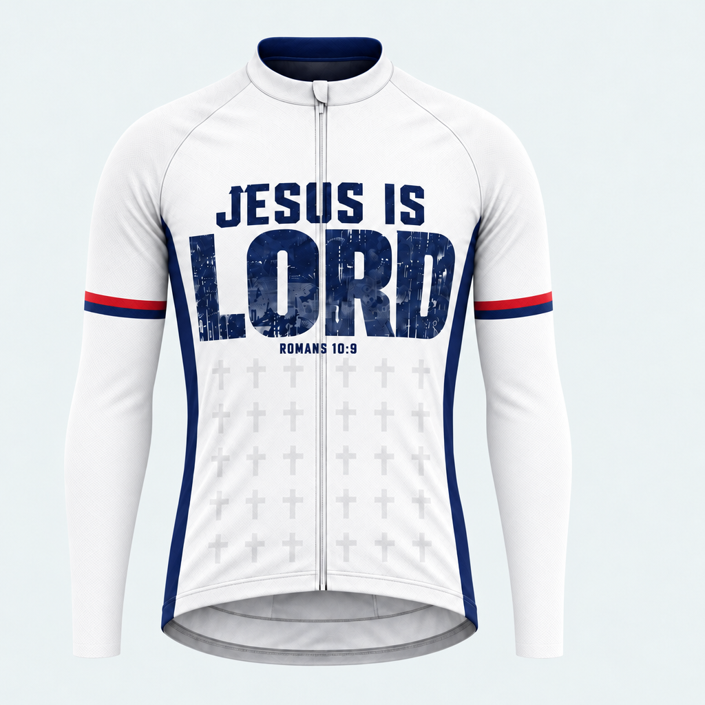 Men's Personalized Long Sleeve Cycling Jersey – Christian He Is the Way - Front