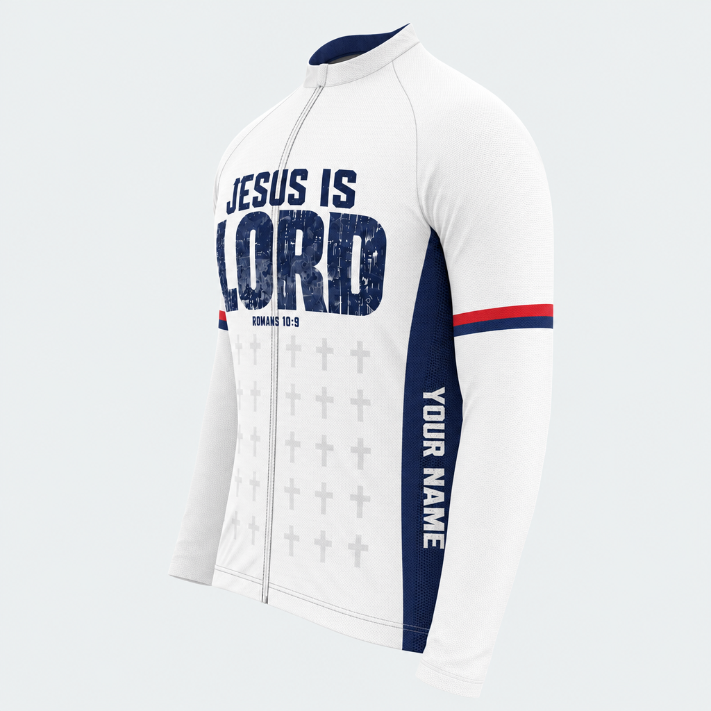 Men's Personalized Long Sleeve Cycling Jersey – Christian He Is the Way - Side