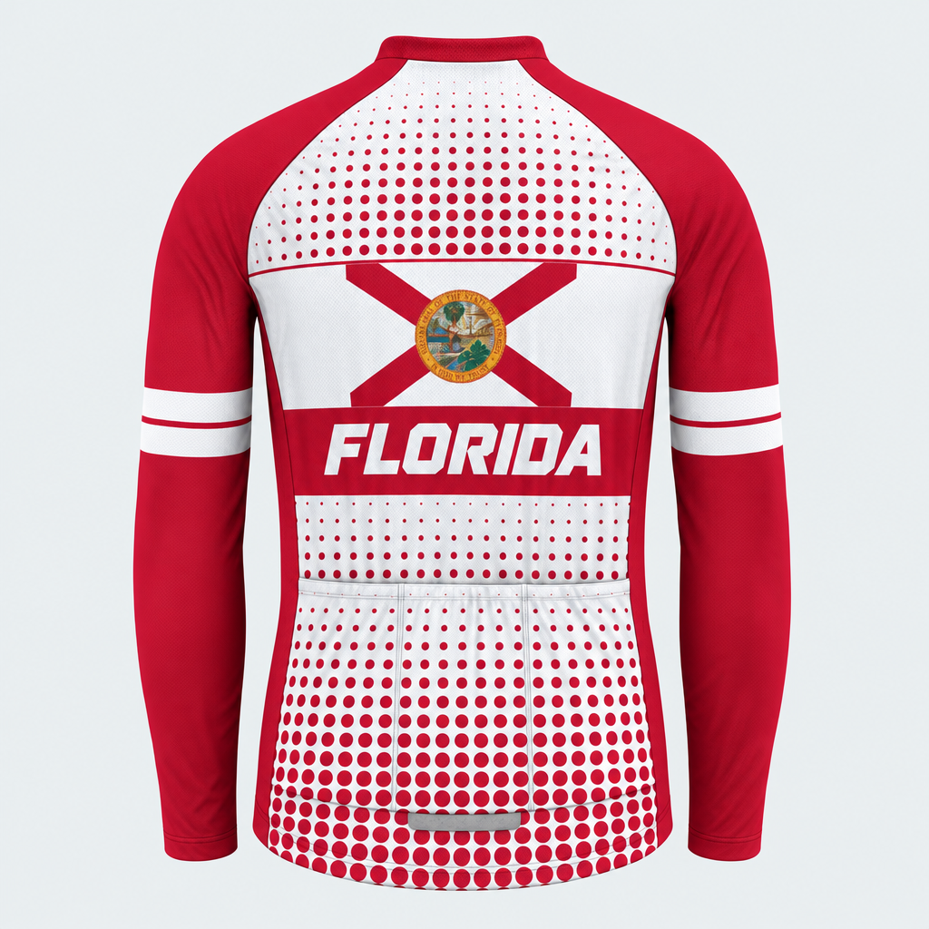Men's Personalized Long Sleeve Cycling Jersey – Florida Cross & Seal - Back