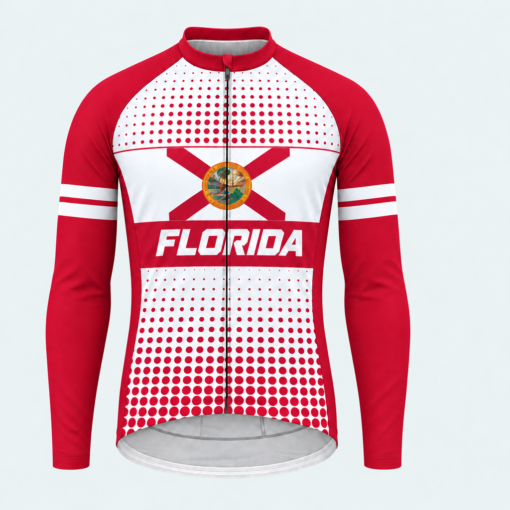 Men's Personalized Long Sleeve Cycling Jersey – Florida Cross & Seal - Front