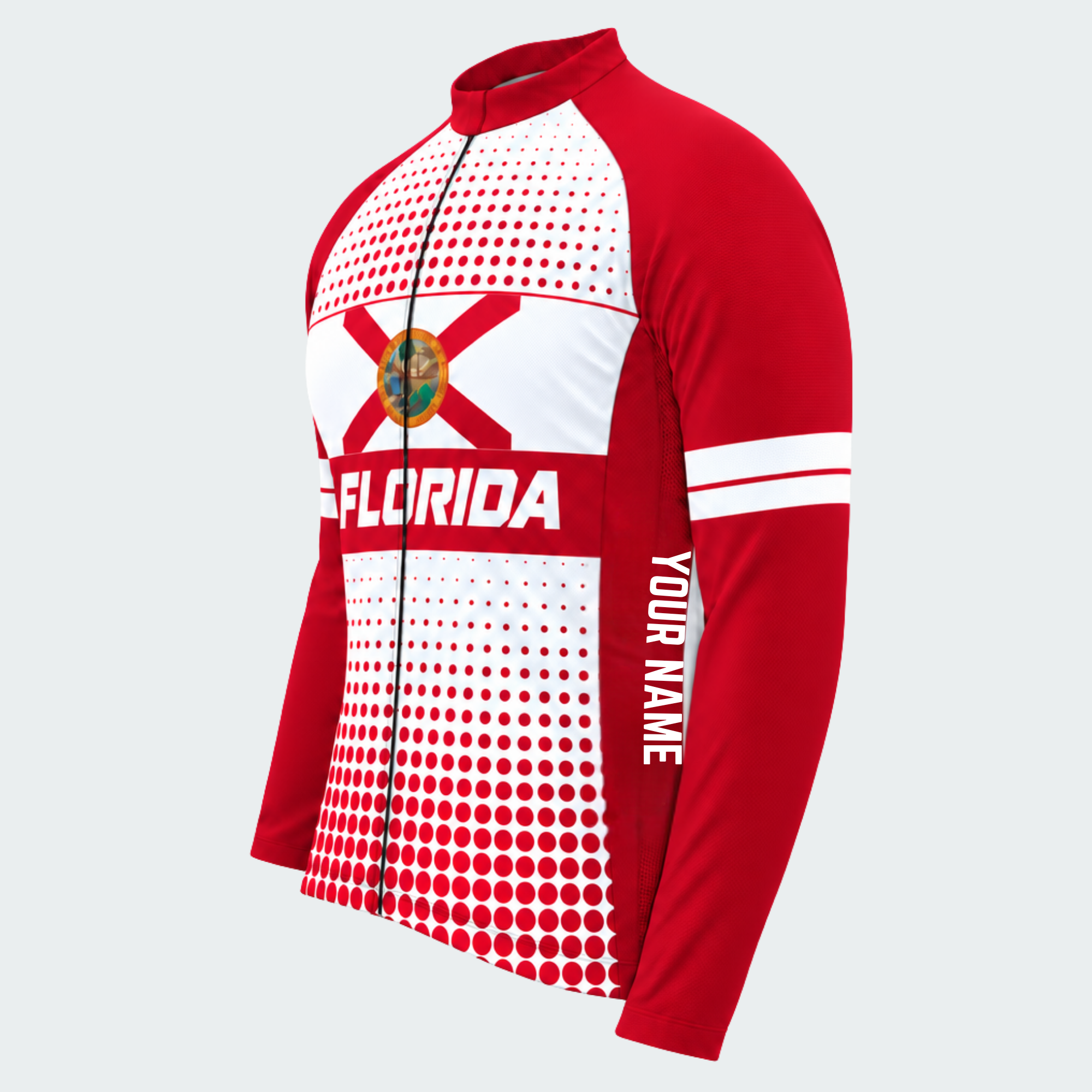 Men's Personalized Long Sleeve Cycling Jersey – Florida Cross & Seal - Side