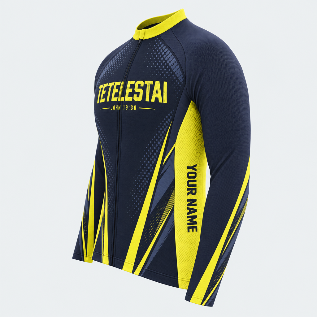 Men's Personalized Long Sleeve Cycling Jersey – Jesus Tetelestai John 19:30 - Side