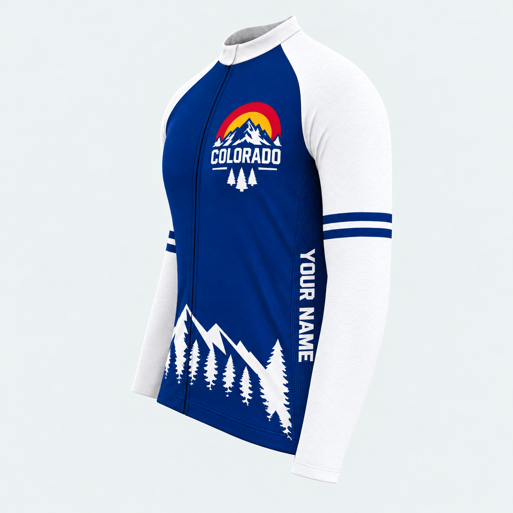 Men's Personalized Long Sleeve Cycling Jersey – Colorado Alpine Crest - Side