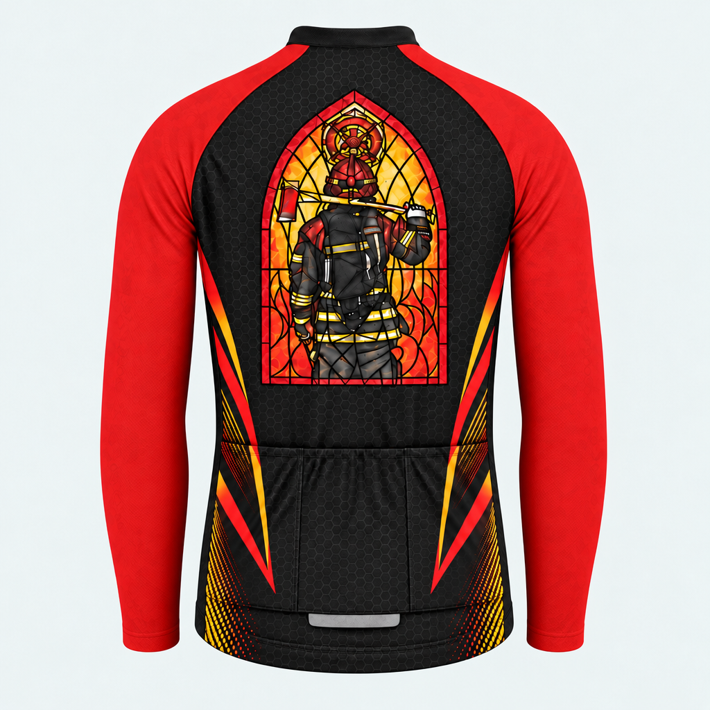 Men's Personalized Long Sleeve Cycling Jersey – The US Firefighter - Back