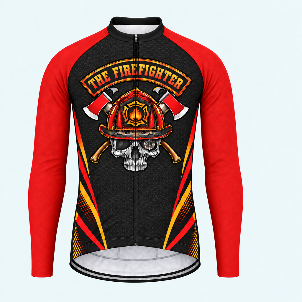 Men's Personalized Long Sleeve Cycling Jersey – The US Firefighter - Front
