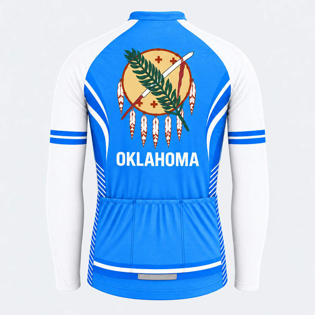 Men's Personalized Long Sleeve Cycling Jersey – Oklahoma Peace Shield - Back