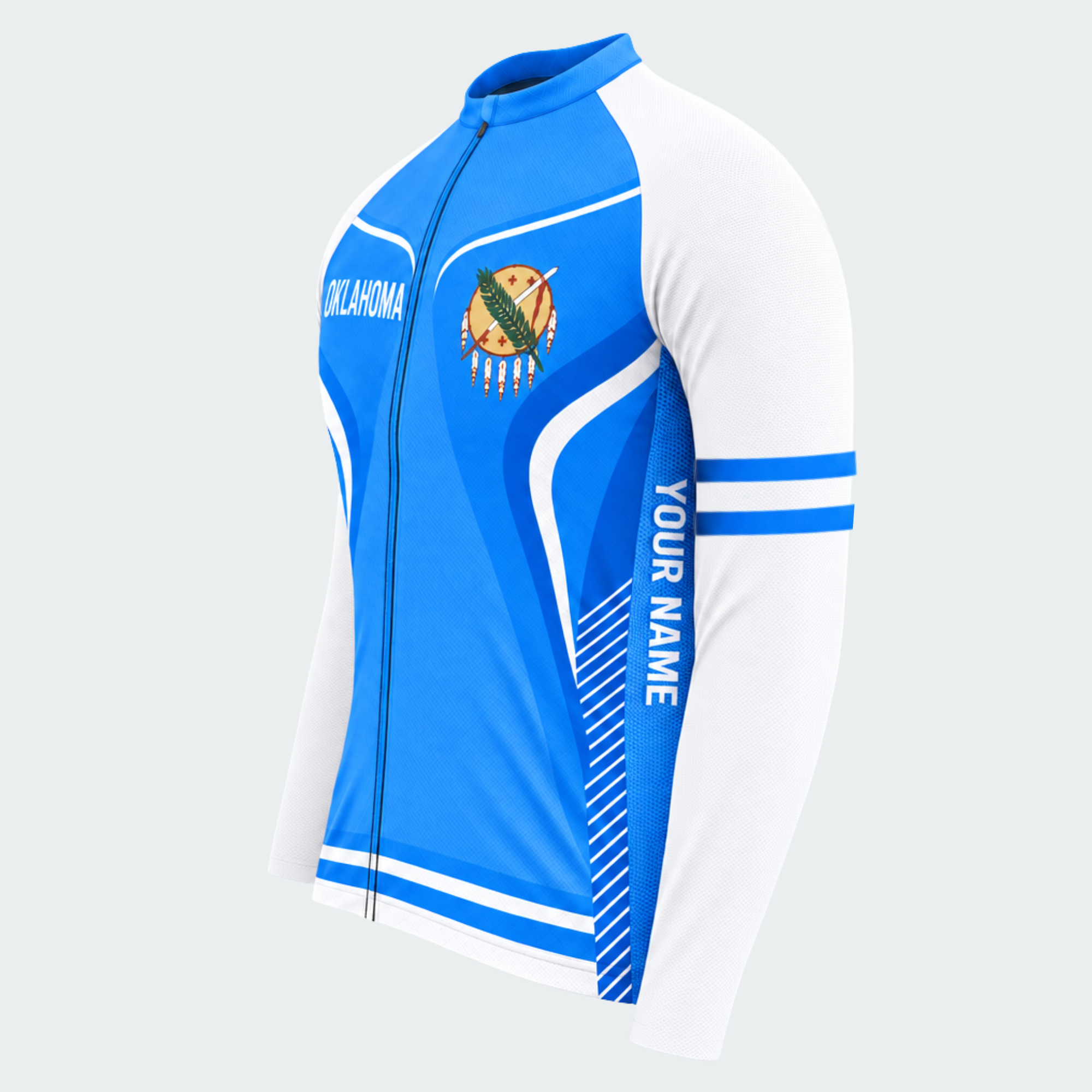 Men's Personalized Long Sleeve Cycling Jersey – Oklahoma Peace Shield - Side