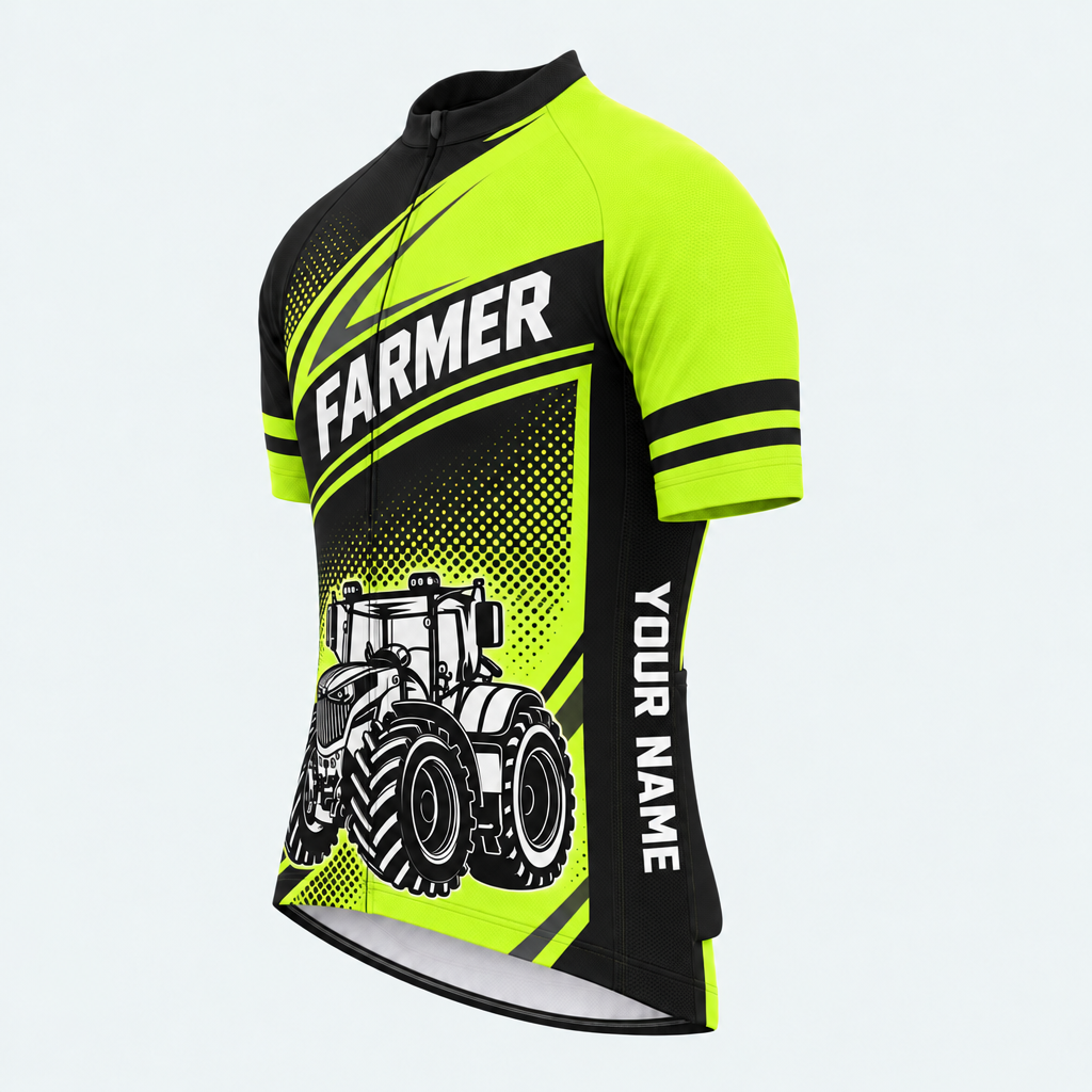 Men's Personalized Short Sleeve Cycling Jersey – Farmer Tractor Pride - Front 45°