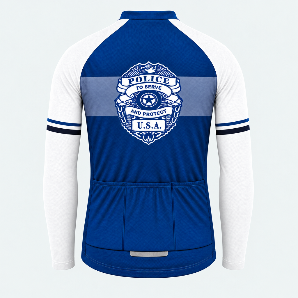 Men's Personalized Long Sleeve Cycling Jersey – Police To Serve and Protect - Back