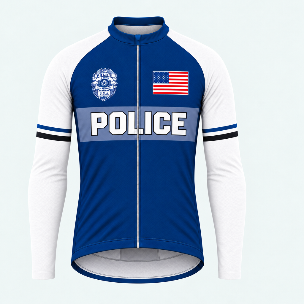Men's Personalized Long Sleeve Cycling Jersey – Police To Serve and Protect - Front