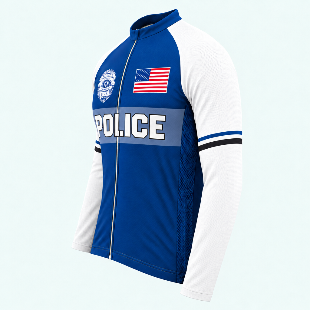 Men's Personalized Long Sleeve Cycling Jersey – Police To Serve and Protect - Side