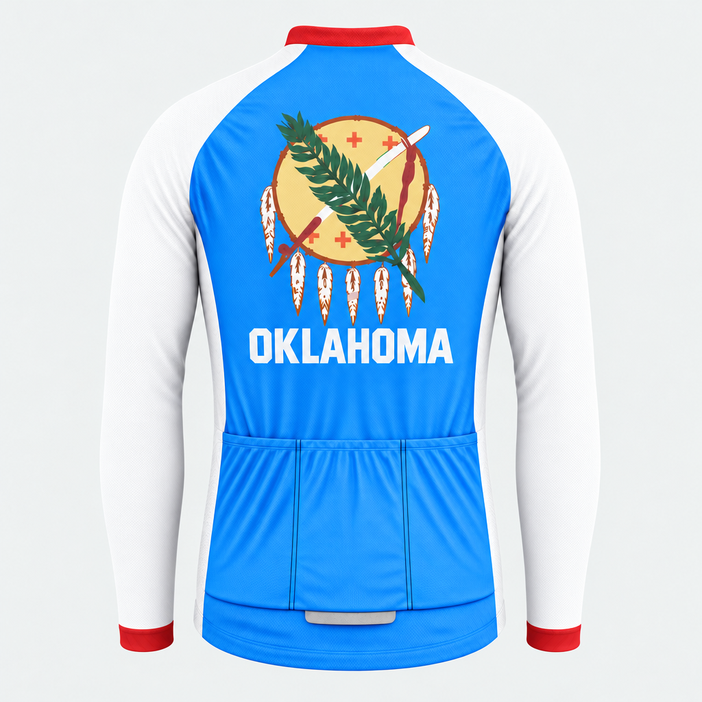 Men's Personalized Long Sleeve Cycling Jersey – Oklahoma Calumet Emblem - Back
