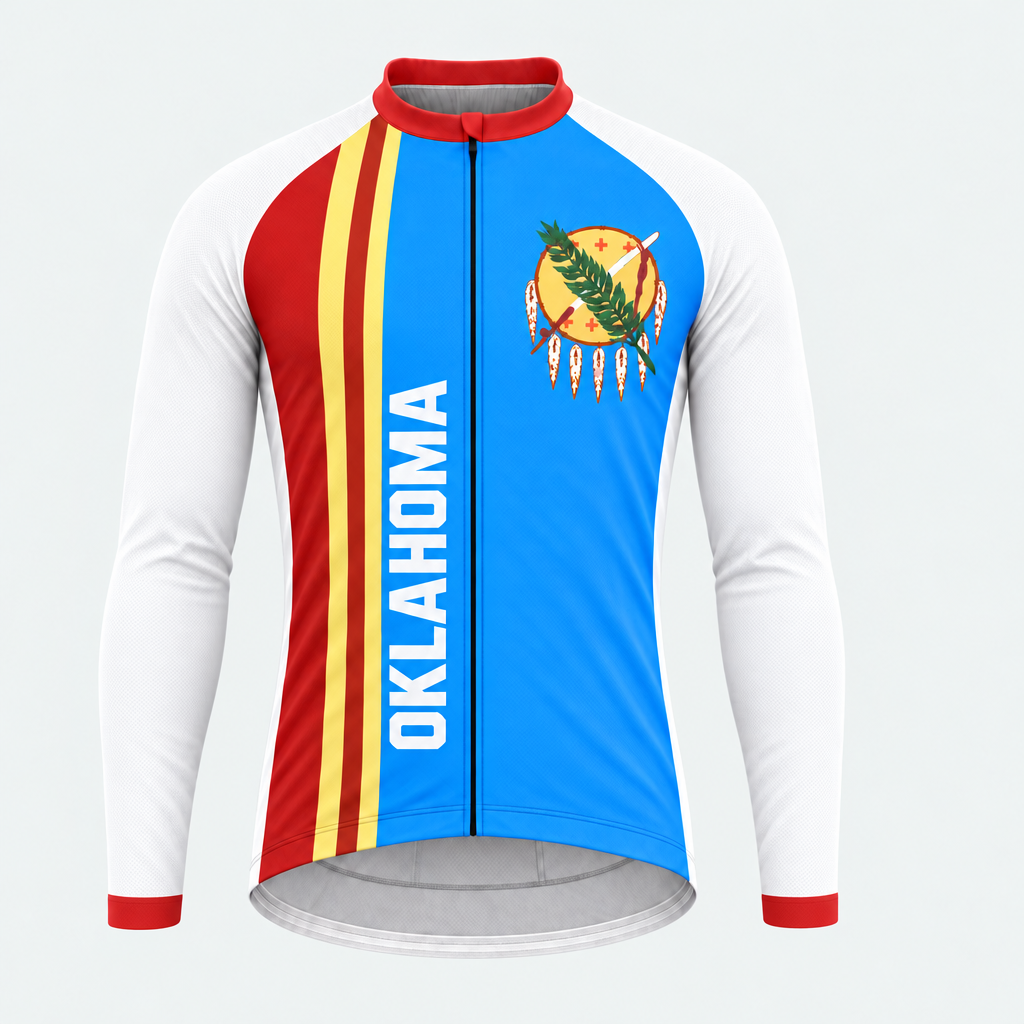 Men's Personalized Long Sleeve Cycling Jersey – Oklahoma Calumet Emblem - Front