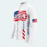 Men's Personalized Long Sleeve Cycling Jersey – US Patriotic Brush Flag - Side