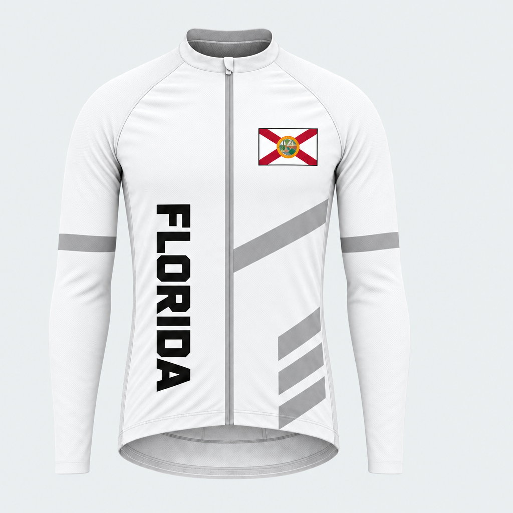 Men's Personalized Long Sleeve Cycling Jersey – Florida Sunset Coast - Front