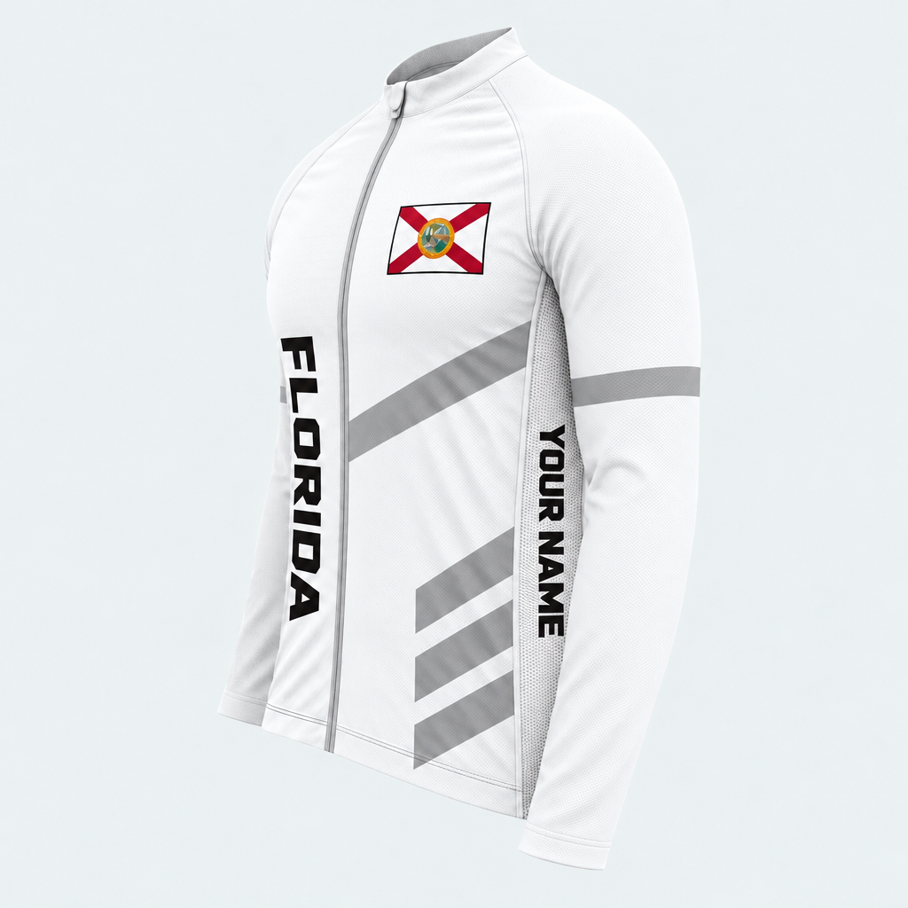 Men's Personalized Long Sleeve Cycling Jersey – Florida Sunset Coast - Side