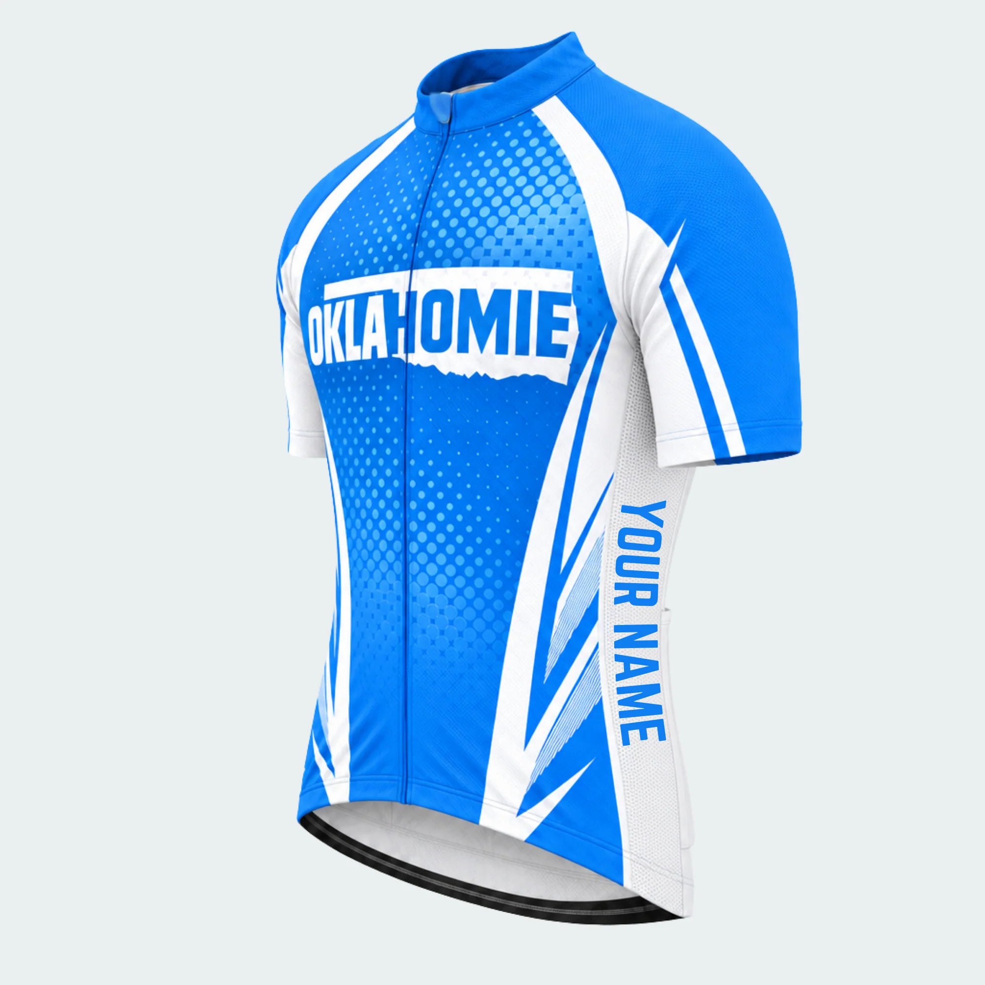 Men's Personalized Short Sleeve Cycling Jersey – Oklahoma OKLAHOMIE Badge - Front 45°